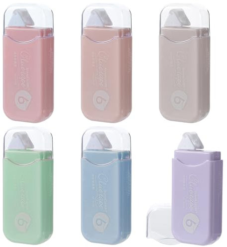 AOZUO 6 Stück Doppelseitiger Kleberoller, Maus Fotokleber Scrapbook Zubehör Reißfest, für Scrapbooking, Fotos, Umschlag, Post, Basteln, Sammelalbum, Schule und Büro (5mm x 6m)