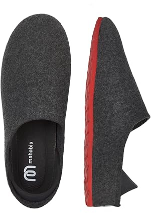 mahabis | Chaussons unisexes | Collection Lite | Vegan | Ultra légers | Semelle EVA | Design coloré audacieux | Sans doublure, Rouge ardoise, 45 EU