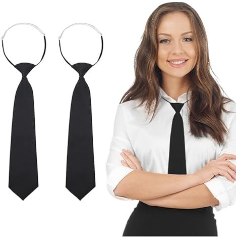 SHPUJUN 2 Stück Damen Krawatte Schmal,Krawatte Schwarz Schmal für Jk-Uniform-Krawatte,Schwarze Krawatte Damen Mädchen,Vorgebunden Verstellbare Krawatten Black Tie
