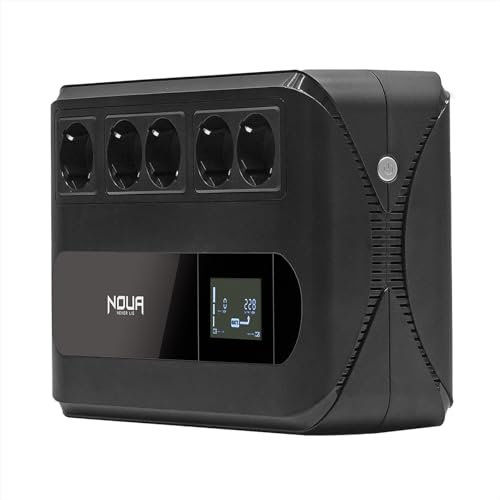Noua Raiden 800VA UPS a Ciabatta Multipresa, Gruppo di Continuità per PC con Display, Potenza 800VA/480Watt, Tecnologia Line Interactive, AVR, 5 Uscite Schuko