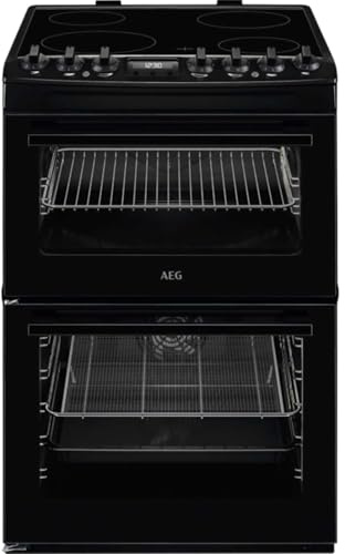 AEG CCX6740ACB 112L Freestanding Double Oven with 4 Ceramic Hobs - Black