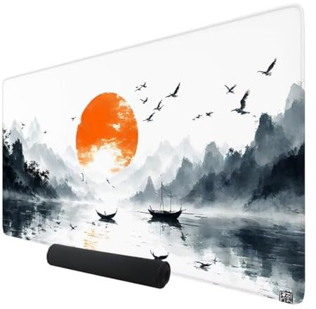 Gaming Mauspad Groß Weiß Mousepad 800x400x3mm Large Schreibtischunterlage Tastatur Matte, Japanisch Mauspad Grau, verbessert Geschwindigkeit und Präzision Mousepad für PC Gaming Office Home K-48