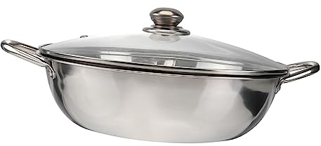 UTHCLO Multifunktionaler Edelstahl Hot Pot Mit Trennwand Und Deckel Für Induktionskochfeld Für Familienfeiern Und Hot Pot Restaurants Aus Lebensmittelechtem Edelstahl