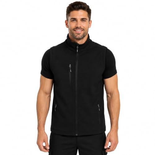 BWOLF GRIN Softshell Weste Herren Outdoor Softshellwesten Weste Softshell Herren (DE/NL/SE/PL, Alphanumerisch, L, Regular, Regular, Schwarz)