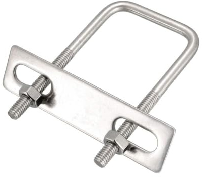 Unifizz Perno cuadrado en U, juego de 2 pernos en U de acero inoxidable 304 M6 de 40 mm de ancho interior de 80 mm de longitud con tuercas y placa de marco para automóviles, barcos, remolques