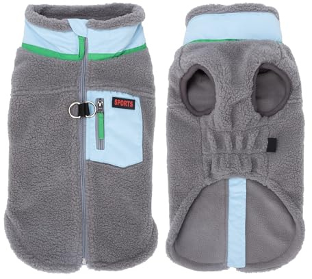 FEimaX Warme Hundemantel Winddichte Haustier Winter Fleece Hundejacke Winterweste mit D-Ring Hundekleidung Welpenjacke für Kleine Mittlere Hunde