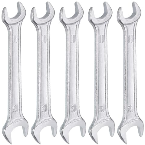 QUARKZMAN 5Pcs Clé à Fourche Double 11mm x 13mm Métrique Clé Plate à Angle Décalé 15 Degrés, Petite Clé Plate Galvanisée, pour Réparation Automobile, Assemblage de Meubles