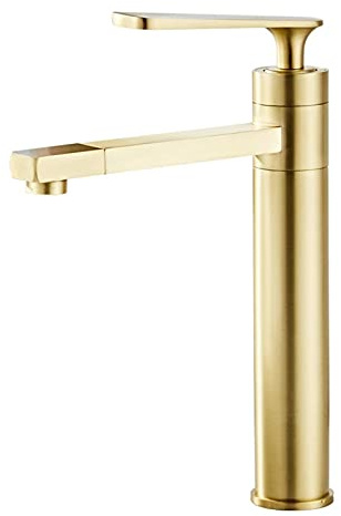 Robinet de Salle de Bain, Lait en Laiton en Laiton en Laiton Froide chausseur à poignée à poignée Unique montée avec Un Bec pivotant à 360 degrés, Court (Grand)