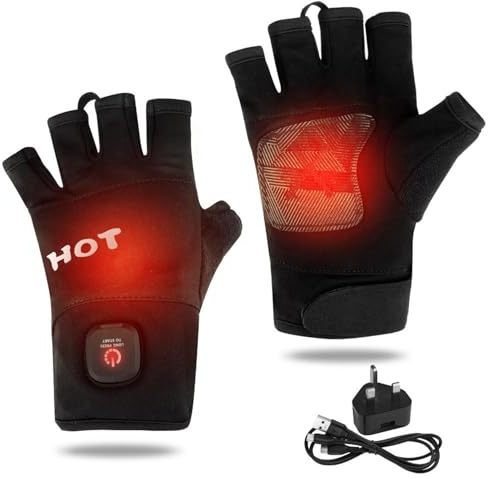 Women Rechargeable Heated Fingerless Gloves, Fingerless Rechargeable Heated Gloves for Women, Electric Heated Gloves for Hunting Skiing Cycling, Winter Hand Warmer for Work (Size M)