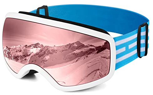 EasYoung Lunettes de ski pour enfants, lunettes de snowboard avec protection UV, anti-buée pour adolescents, lunettes de skateboard, compatibles avec le casque