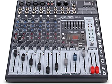 DJ Mixer Controller Audio MD-8 8-Channel Audio Mixer dj controller Sound Board with 24 DSP Effect USB Bluetooth XLR Jack Aux Input for Streaming/Podcasting/Gaming, Phone, Computer