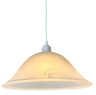 Loxton Lighting Large Murano Style Glass Pendant Light Shade, 33.5 cm Diameter, White, Easy Fit Installation, E27/B22 Compatible (MGL33)