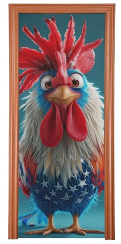 3D tecknad söt röd vit och blå tupp dörrskydd dekoration 91 x 248 cm påsk dörr banderoll semester festtillbehör L