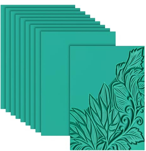 FUNSUEI Pack of 10 A5 Soft Rubber Lino Printing Kit for Carving | Green Flat Surface Linocut Sheets for Rubber Stamps, Crafts and Printing Projects