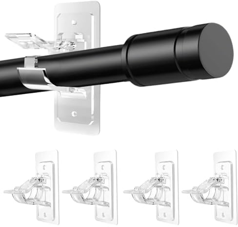 YUZHEDM 4 Pièces Support Tringle Rideaux sans Percage Attache Rideau sans Percage Supports pour Tringles à Rideaux Fixation Autocollante Dimensions 11 x 5 x 6,8 cm Convient(Transparent)