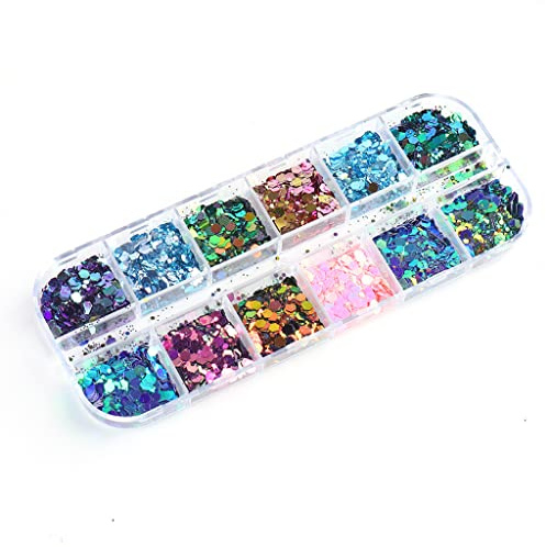 Lodoot 12 colori glitter camaleonte fiocchi colorati di forma diversa per la produzione di sapone artigianale