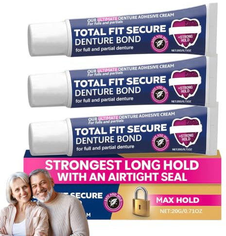 3 Pcs Pegamento Dentadura Postiza, Adhesivo Pegamento Dental, Crema Adhesiva Para PróTesis Dentales Completas Y Parciales, Fuerte, Suave, Seguro Y Larga DuracióN, Para Mujeres Hombres Familia