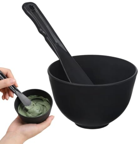 Set Bol Mélange Masque Visage Silicone avec Spatule et Pinceau DIY | Bol Silicone Alimentaire avec Spatule et Pinceau. Doux pour la Peau. Facile à laveret Réutilisable.