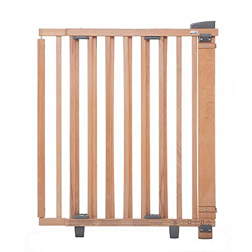 Geuther Türschutzgitter Oris | Treppenschutzgitter zum Anschrauben, Breite 58-93 cm | Stabiles Babygitter & Türgitter mit Schwenktür, sicherheitsgeprüft | Kindergitter Holz, Natur lackiert