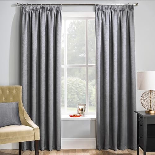 Enhanced Living Matrix Grey Silver Curtains for Living Room - 90x108 inch (229x275 cm) - Tape Top Noise Reducing Thermal Curtains for Bedroom - 2 x Curtain Panels