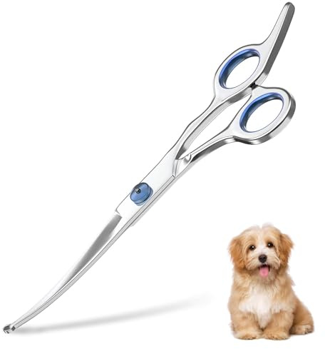 Pets vv 7.5 Curved Dog Grooming Scissors with Safety Round Tips, Light Weight Professional Pet Grooming Shears Stainless Steel for Dogs Cats Pets
