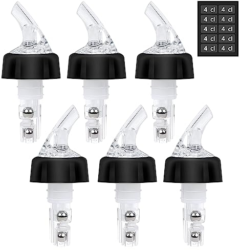 WOOWAIR Bec Verseur pour Bouteilles de 4 cl, 6 Pièces Verseurs de Voiture, Distributeur de Bar, Portionneur d'alcool, Bec Verseur de Bouteille, Verseur de Shot, Distributeur pour Vin et Cocktails