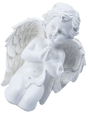 Warmhm Resin Angel Ornament for Desktop Church Decor Home Figurine Decoration European Style Tabletop Resin Ornament Angel Heart Inspired