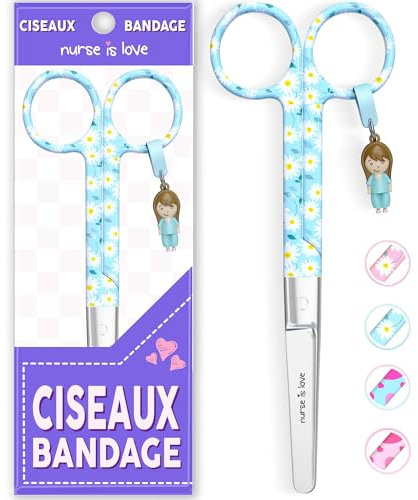 Mayo Ciseaux infirmiere, ciseaux infirmier bout rond | infirmiere accessoires avec motifs uniques à pansement compressif | lames aiguisées inox | idéal trousse de secours