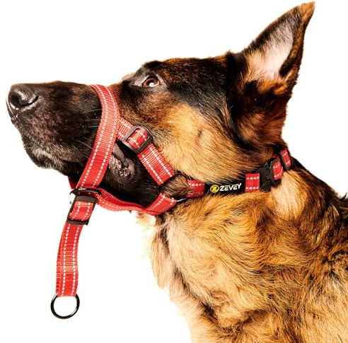 Zevey Adjustable Dog Head Halter with Safety Strap, Soft Padded Dog Head Collar for Small Medium Large Dogs, No-Pull Dog Harness for Training and Walking (X-Large, Red)
