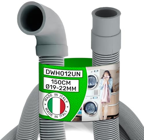 Universal Tubo Desague Lavadora También para Lavavajillas con Longitud de 1,5 m сon Conexión Recta y Acodada - MADE IN ITALY - Garantía de 5 Años - ONIX TECH