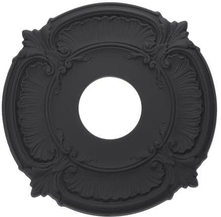 PATIKIL Ceiling Medallion, 12 OD x 3.43 ID PU Decorative Ceiling Light Medallion Chandelier Medallion Classical Ceiling Light Cover Plate for Ceiling Light Fixtures Fans, Black