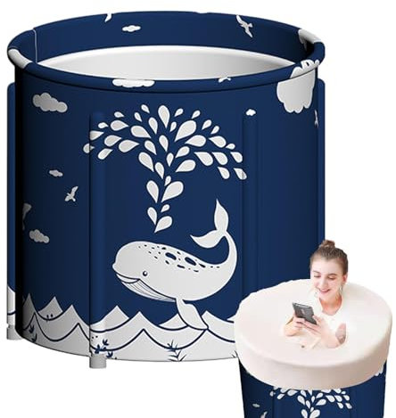 Bärbart bad, avslappnande soakfat, 27,56x25,59 tum hopfällbar badtunna, rymdsparande funktion, lätt viktrör för duschstall, spa, isbad, vuxna