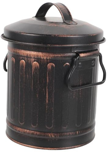 PartyKindom Fireplace Ash Bucket Lid for Household Use Iron Metal Coal and Ash Storage Bucket Large Capacity and Burners Black Vintage Style