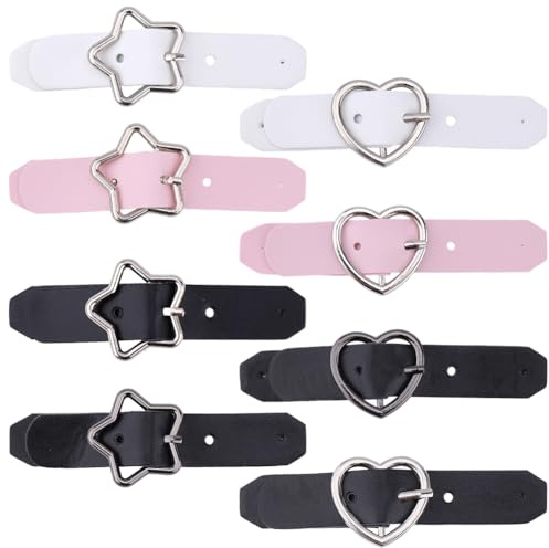 CALFOVERA Hebillas de Cuero Sintético con Forma de Corazón para Mujer, Extensores de Pantalones con Ganchos Y Estrellas, Ajustables, para Cintura, Uniformes, Adornos Modernos para Minifaldas Plisadas.