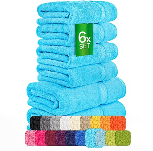 etérea Carli Handtuch Set 6-TLG Frottee 500 g/m² saugstark – Türkis