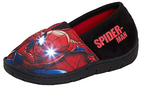 Marvel Boys Spiderman Light Up Flashing Slippers Kids Slip On Mules Childrens House Shoes 9 UK Child Red