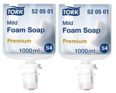 Tork 520501 milde Schaumseife Premium für Tork S4 Seifenspendersysteme/Weiße, sanfte Handseife für weiche und hygienisch gepflegte Hände / 1 x 1000ml (2000 ml)