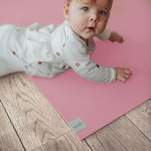 Sanosoft® Krabbelmatte Made in Germany, Öko-Tex Anti-Rutsch Krabbelunterlage - 120cm X 140cm Rosa