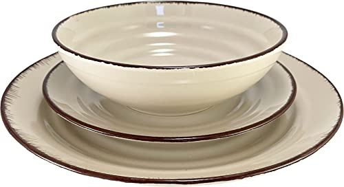 VAJILLA MORDERNA CALIDAD 6 PERSONAS GRIS 18 PIEZAS - 6 SERVICIOS