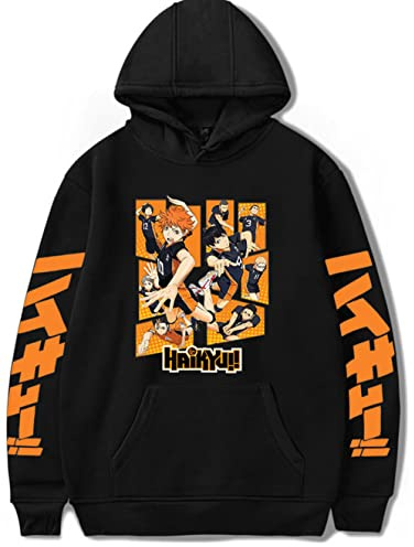 YIMIAO Mädchen Damen Up to Date Japanese Haikyuu Hoodie Casual Anime Volleyball Junior Sweatshirt Unisex Karasuno High School Kapuzenpullover Herren Pullover(XXS)