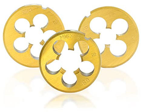 JAINGU 1pc TiN-beschichtete metrische Gewindewerkzeuge M3 M6 M8 M10 M12 M14 M16 M18 Schneideisen für Linksgewinde,M10x1,5