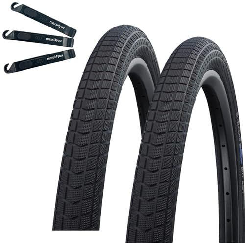 2 x Schwalbe Big Ben Fahrradreifen K-Guard TwinSkin SBC Schwarz 50-584 (27.5 x 2.00) inkl. maxxi4you Reifenheber