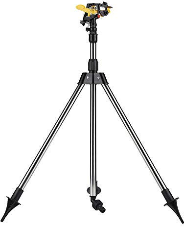 Arroseur à impact sur base de trépied,arroseurs en acier inoxydable pour cour, arroseurs de jardin à trépied réglable, arroseur d'eau pour pelouse, arroseur de pelouse (4,5 x 4,3 pouces), arroseu