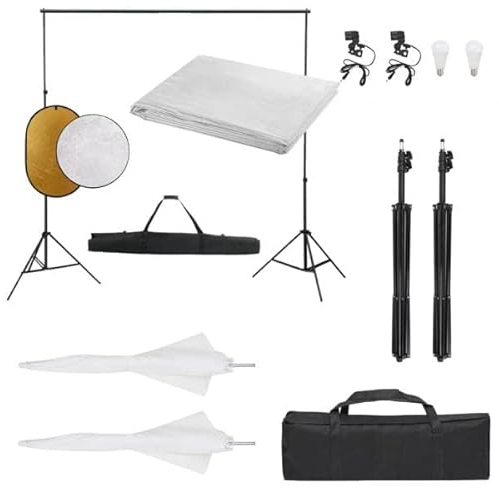 vidaXL Fotostudio-Set mit Beleuchtung, Hintergrund und Reflektor, Studio-Kit, Tageslicht-Lampe, Studio-Beleuchtung-Set, Studio-Licht, Fotografie-Licht