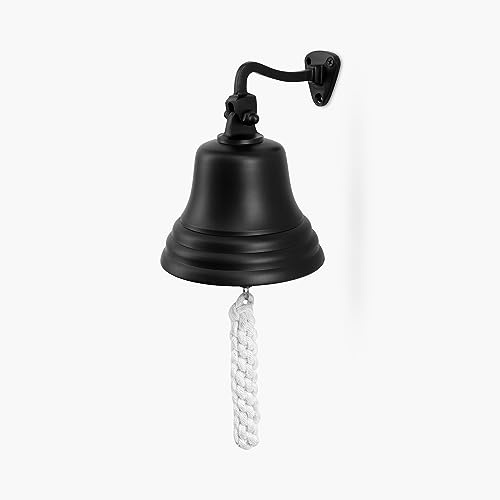 ACL väggmonterad klocka | Sista beställningarna klocka med repdrag | perfekt för hemmabar, pub, reception | klassisk nautisk dekor | skarpt ljud | svart klocka premium bartillbehör 12,7 cm