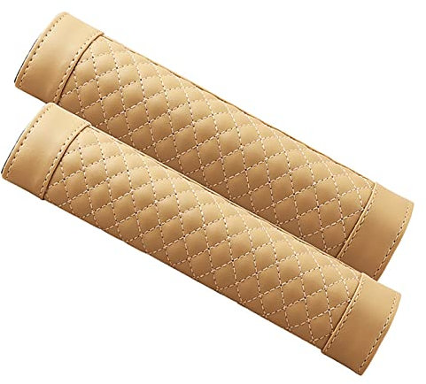 2 StüCk Auto Gurtpolster für Cupra Ateca/Born/Formentor/Leon/TCR/E-TCR, Auto Gurtschutz Schulterpolster Komfort Seat Belt Padding Innenausstattung,- Beige