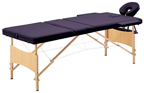 vidaXL Massageliege Klappbar 3-Zonen mit Holzgestell Lila