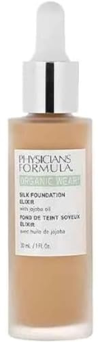 Physicians Formula, Organic Wear Silk Foundation Elixir, Fond de Teint Léger pour un Rendu Frais et Sain, avec Huile de Jojoba, Aloe Vera, Huile de Coco et Fleur de Cactus Botanique, Végan, Medium