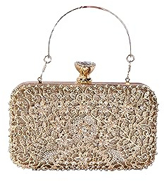 CORIOS Strass Clutch Damen Diamant Abendtasche Glitter Kristall Handtasche Elegant Schultertasche Klein Tasche Glänzend Umhängetasche für Geburtstag Cocktailparty Tanzparty Abendparty Gold