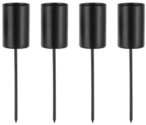 4 Stück Adventskranz Kerzenhalter, Retro Stabkerzenhalter kerzenhalter mit kurzem Dorn für Adventsgirlande Blumentopf Weihnachtsdekoration mit Pinzette (Schwarz)
